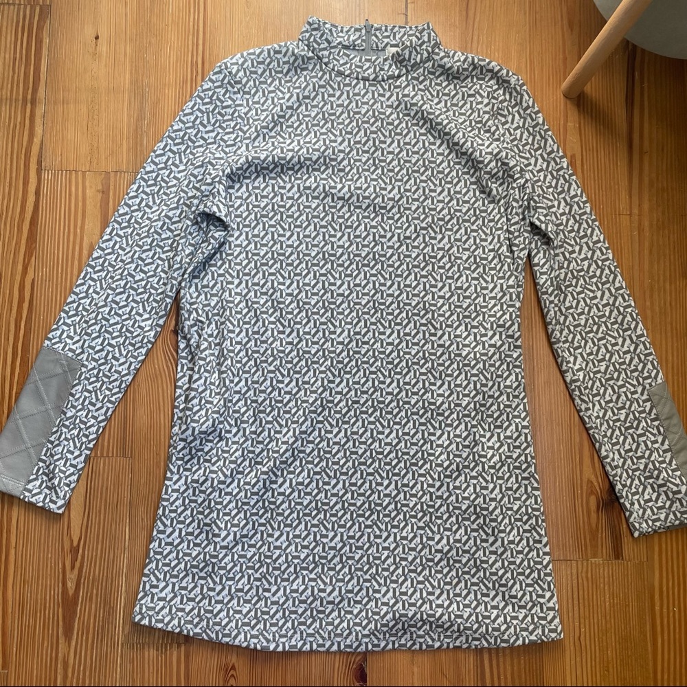 Tyler boe blue gray geometric long sleeve shirt dress SIZE S
